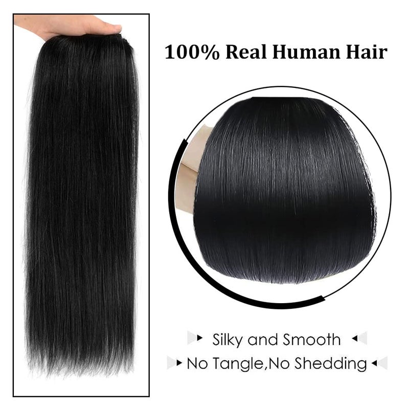 Winsky 18" Clip in Hair Extensions Remy Human Hair for Women - Silky Straight Human Hair Clip in Extensions 60grams 4pieces Jet Black #1 Color - Image 5